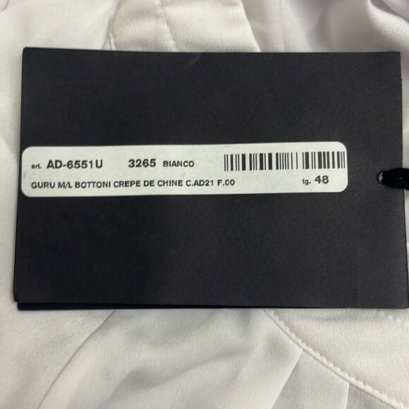 Alpha Studio M/L Button Front Blouse White Crepe Sheer Long Sleeve NWT Oversized - Picture 9 of 13